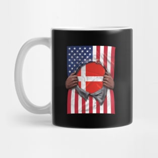 Denmark Flag American Flag Ripped - Gift for Danish From Denmark Mug